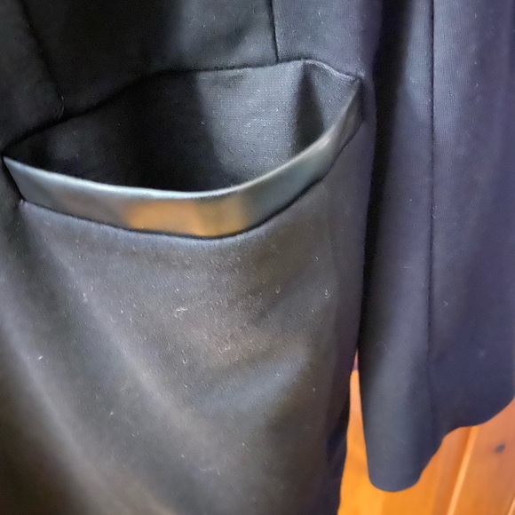 Black Women's Blazer with Leather Accents - Picture 3 of 4